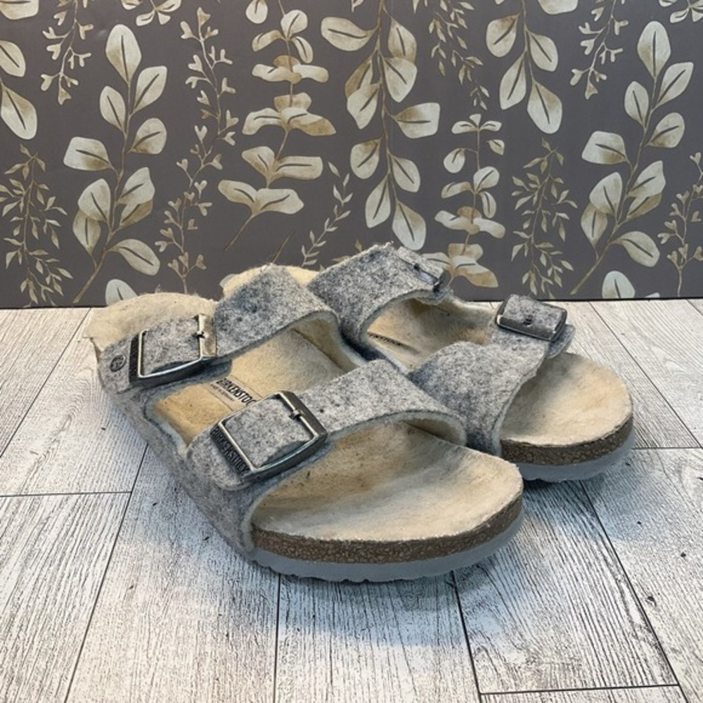 BIRKENSTOCK Kids Arizona Happy Lamb Sandal‎ Grey Unisex Size 31 C13